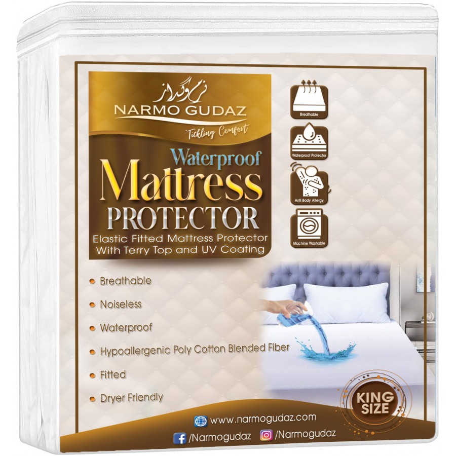 Waterproof Mattress Cover King Sized Mattress Protector Anti Slip Double Bed Fitted Bed Sheet | Narmo Gudaz |Dark Grey